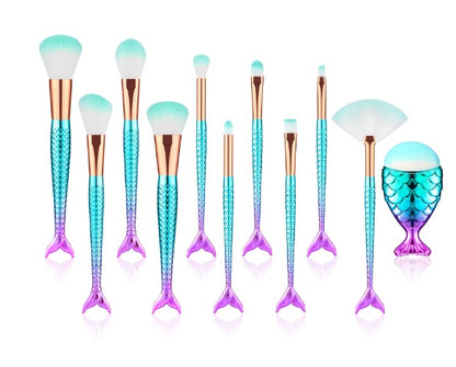 11pcs Mermaid Makeup Brush Set